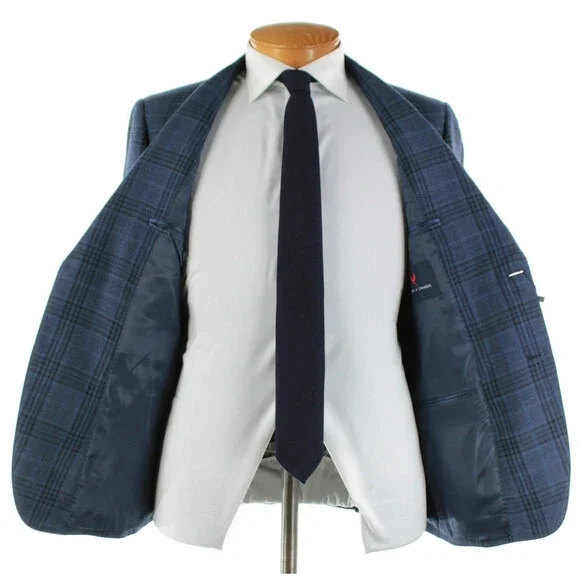 Cardinal of Canada NWT Wool Sport Coat Size 38S US In Blue & Black Plaid